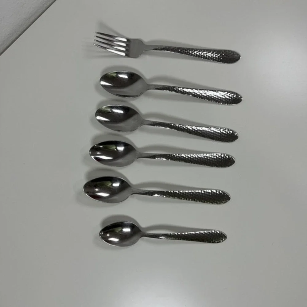 CORELLE COORDINATES  Lot of 6 Pieces HAMMERED 18/0 Stainless Flatware‎ MCM